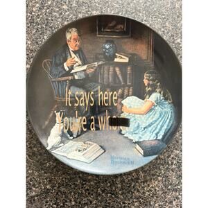 Vtg Norman Rockwell Plate It Says Here You're a Wh*** Funny Adult Humor